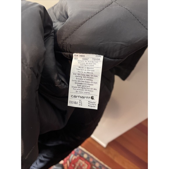 NEW Carhartt Jacket Mens XL Black Duck Traditional Coat C003 Logo Work Warm - Picture 11 of 11